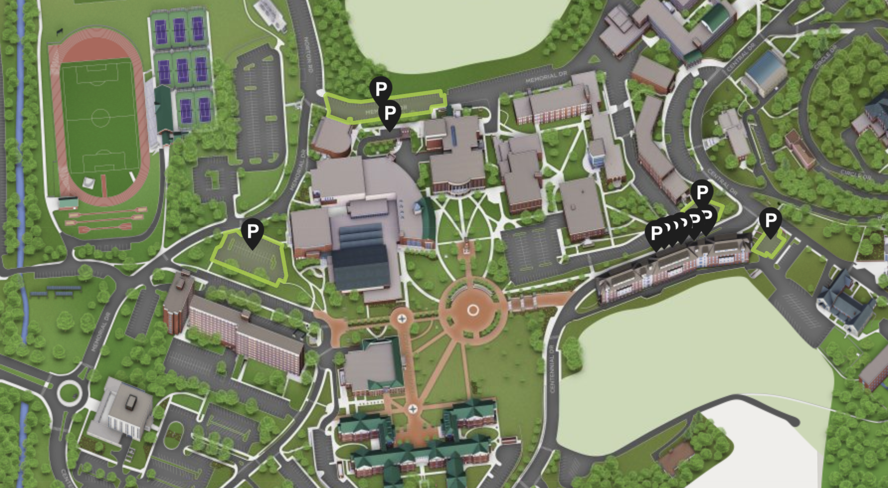 A rendering of the campus map online