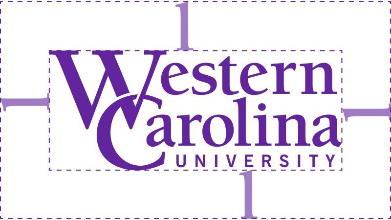 WCU logo showing free space the height of the letter l