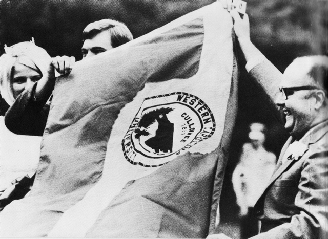 WCU's first official flag, Homecoming 1969