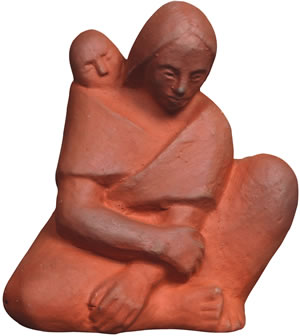 terracotta mother and child sculpture