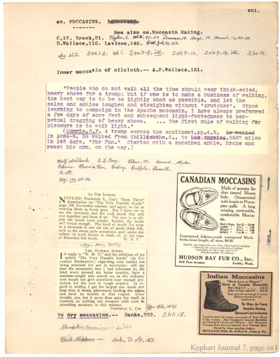 Clippings about moccasins.