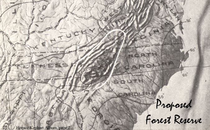 Map showing propsed Appalachian forest reserve.