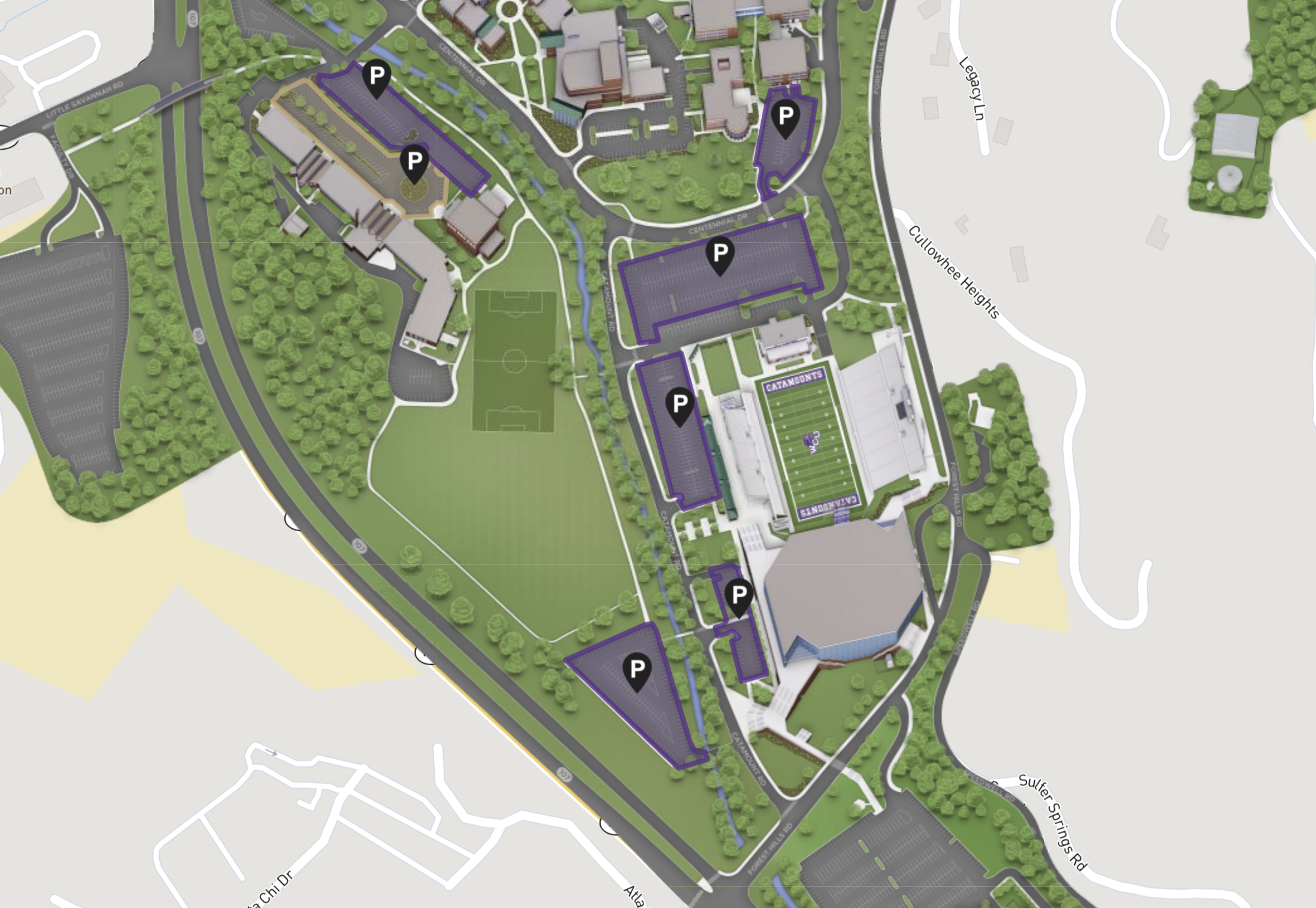 Screenshot of the parking map for Catamount Club