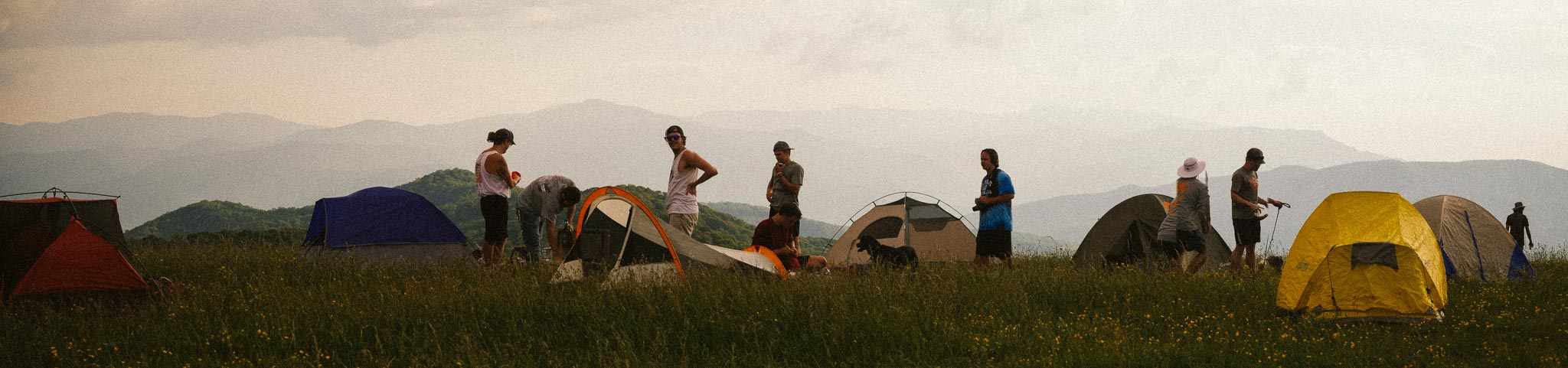 A photograph of students camping