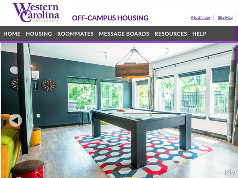 Screenshot of the Off Campus Housing Website