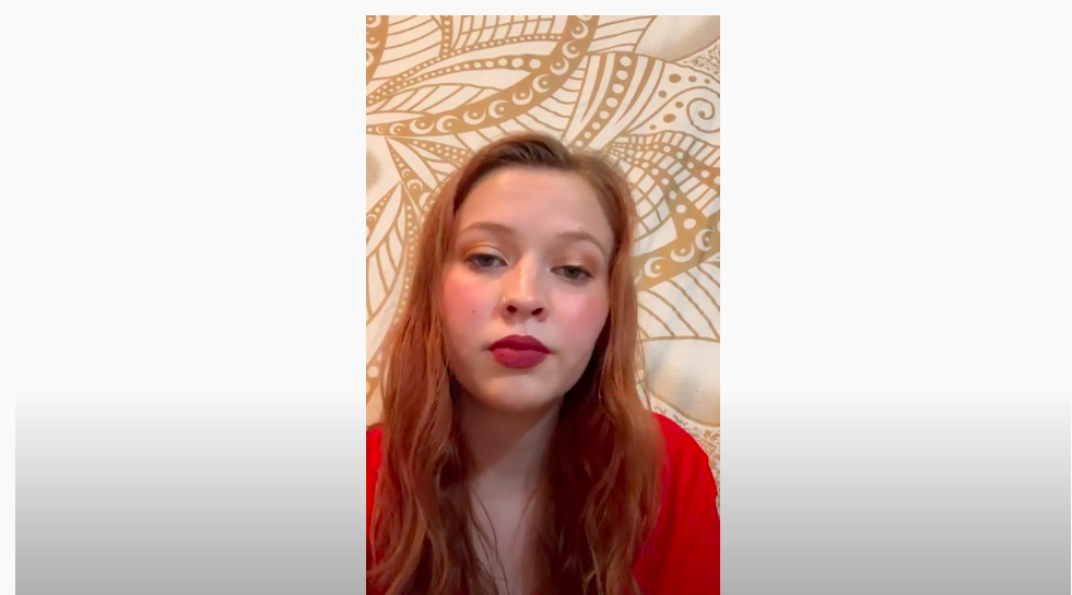 Screenshot of Rae Hanes from video