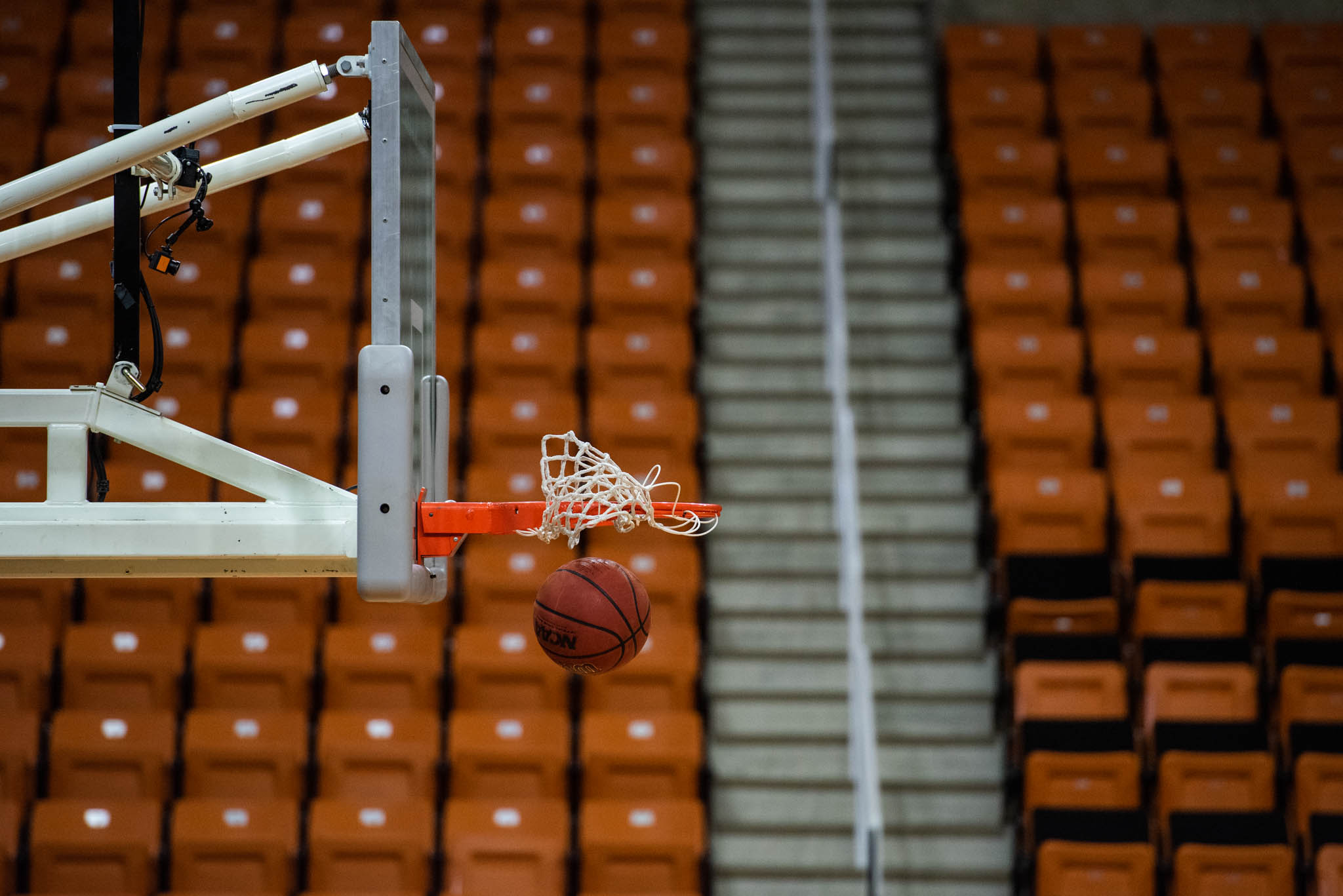 Basketball goes into hoop
