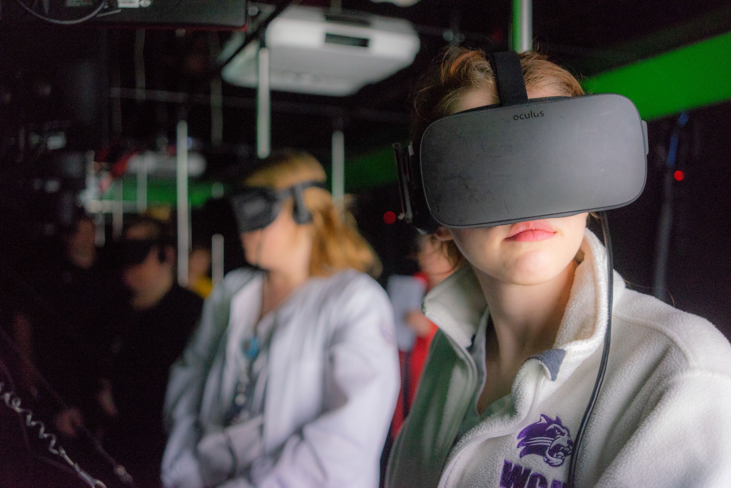 A nursing student using a VR headset