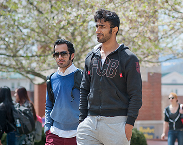  International Students walking through campus