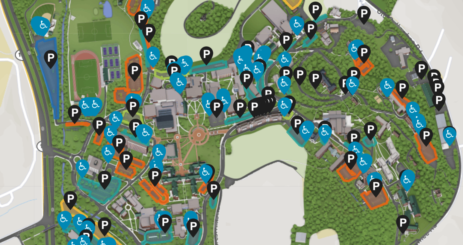 A screenshot of the full parking map