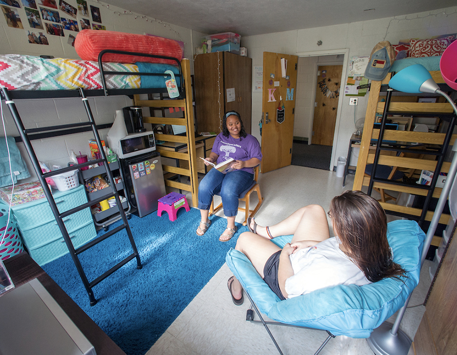 Freshman Student Studying in their Residence Hall