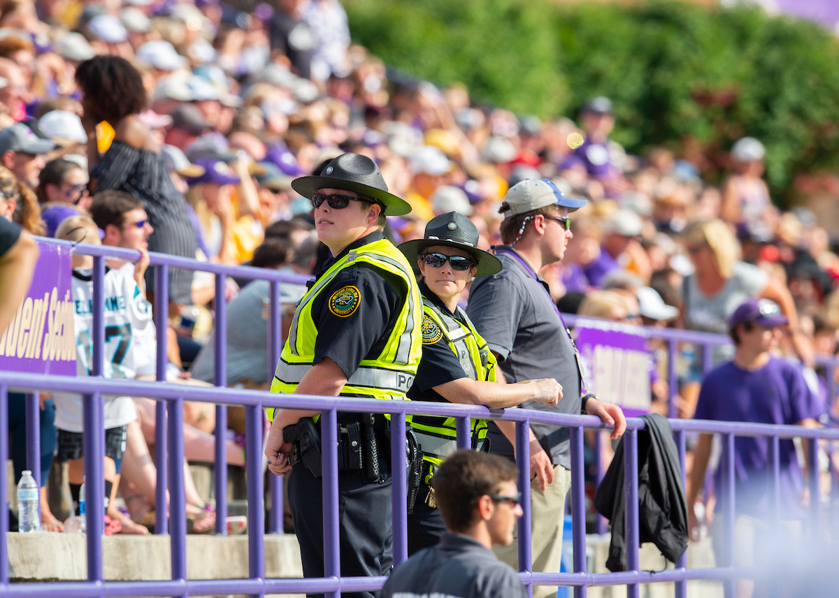 University Police officers at a football game