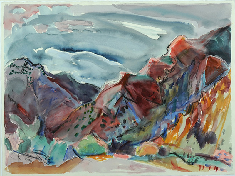 Jane Culp, Narrow Earth Trail, watercolor and pencil on paper, 1993, 22 x 30 inches, Gift of the Artist