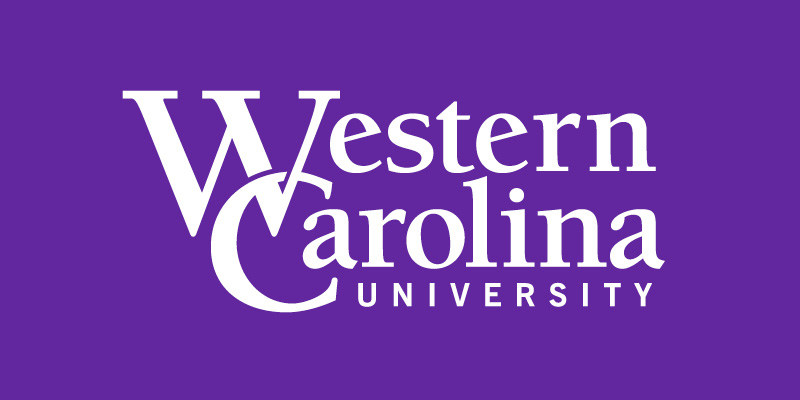 WCU logo in white on purple background