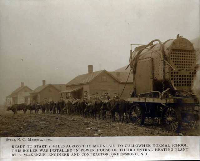 Boiler arriving in Cullowhee in 1910