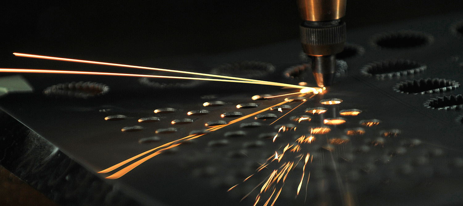 A laser up close with sparks