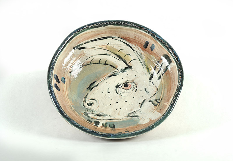 bowl with goat head