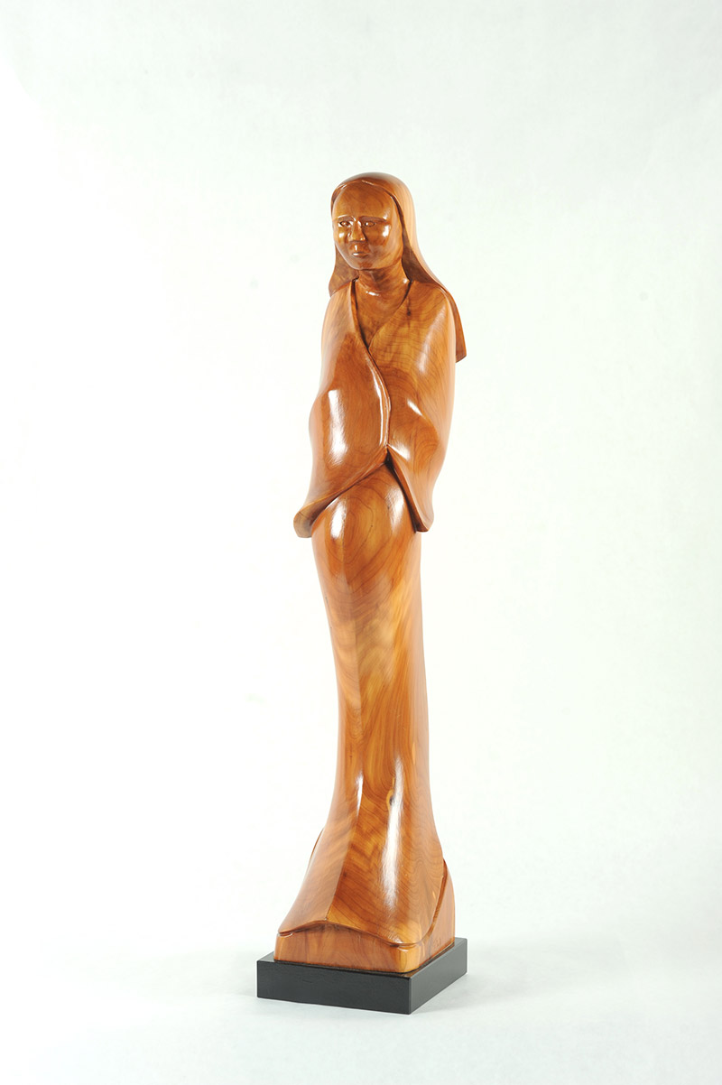 James Bud Smith, Eastern Band of Cherokee Indians  Waiting, 2006  Wood, 32 x 6 x 6 inches  Grant from Jackson County Arts Council, NC Arts Council, National Endowment for the Arts 