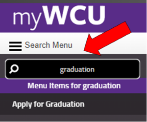myWCU search for Graduation Application