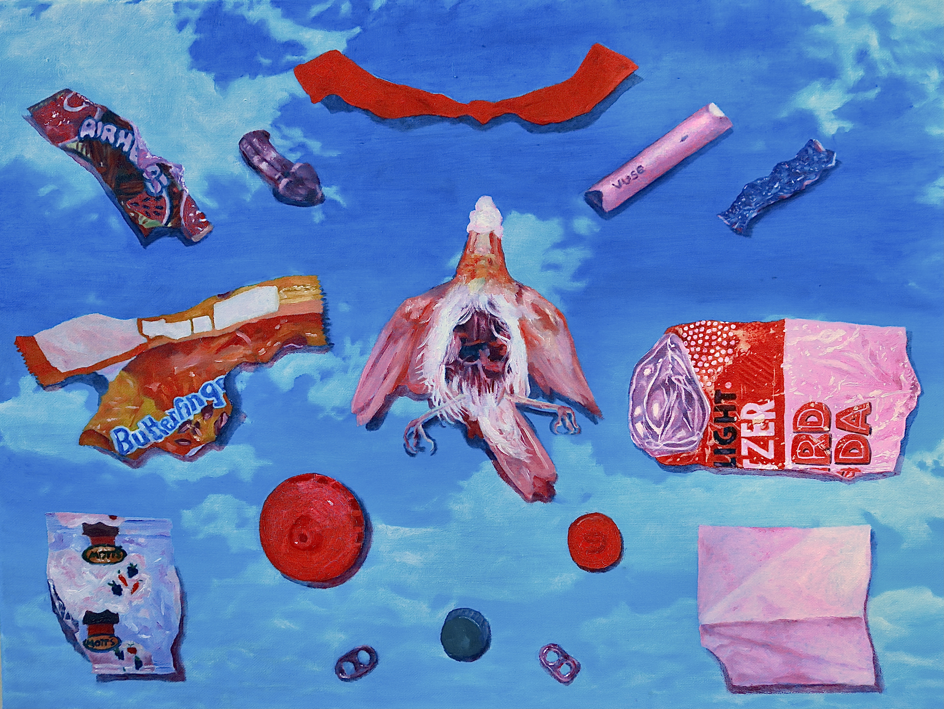 Amber Rousseau, Rubbish, 2022, oil on canvas, 18 x 24 inches