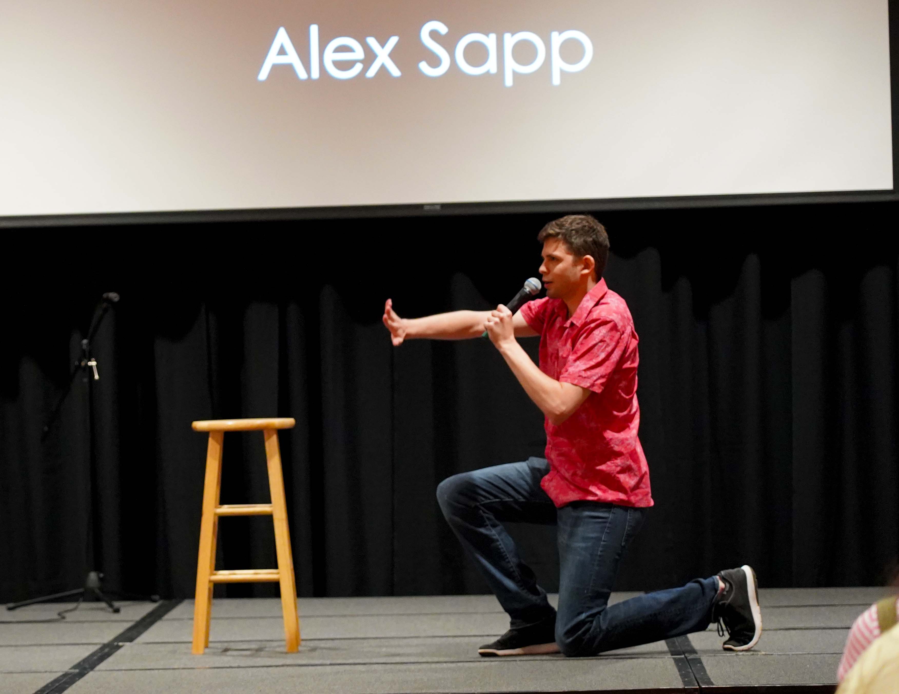 Alex Sapp performing comedy