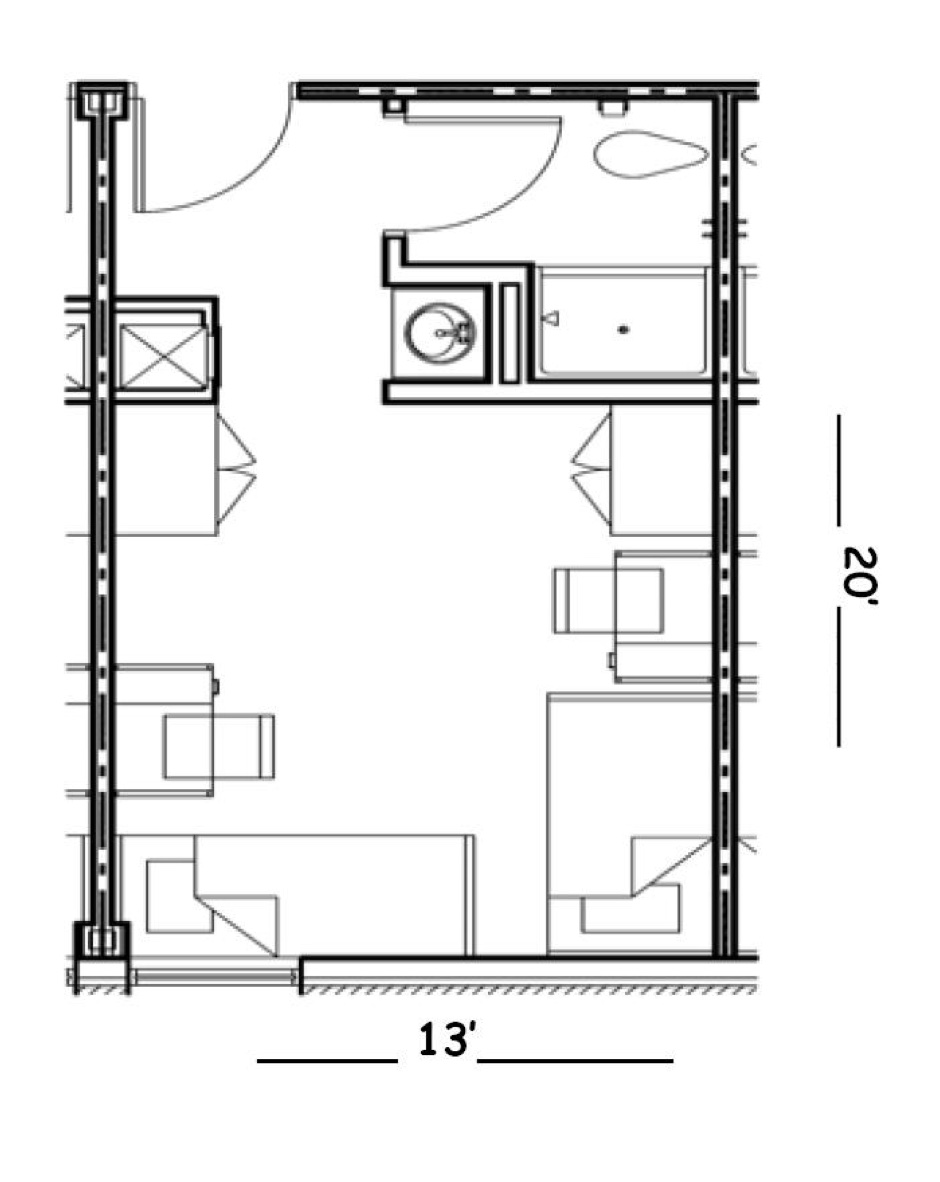  Balsam and Blue Ridge Hall Double Room layout