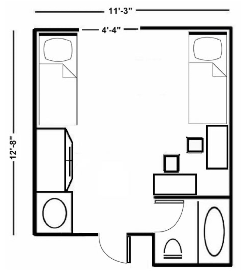  Madison Hall double room layout
