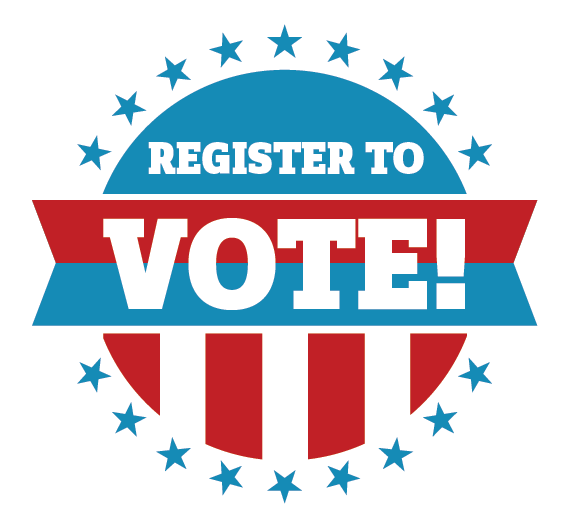 text that says register to vote!