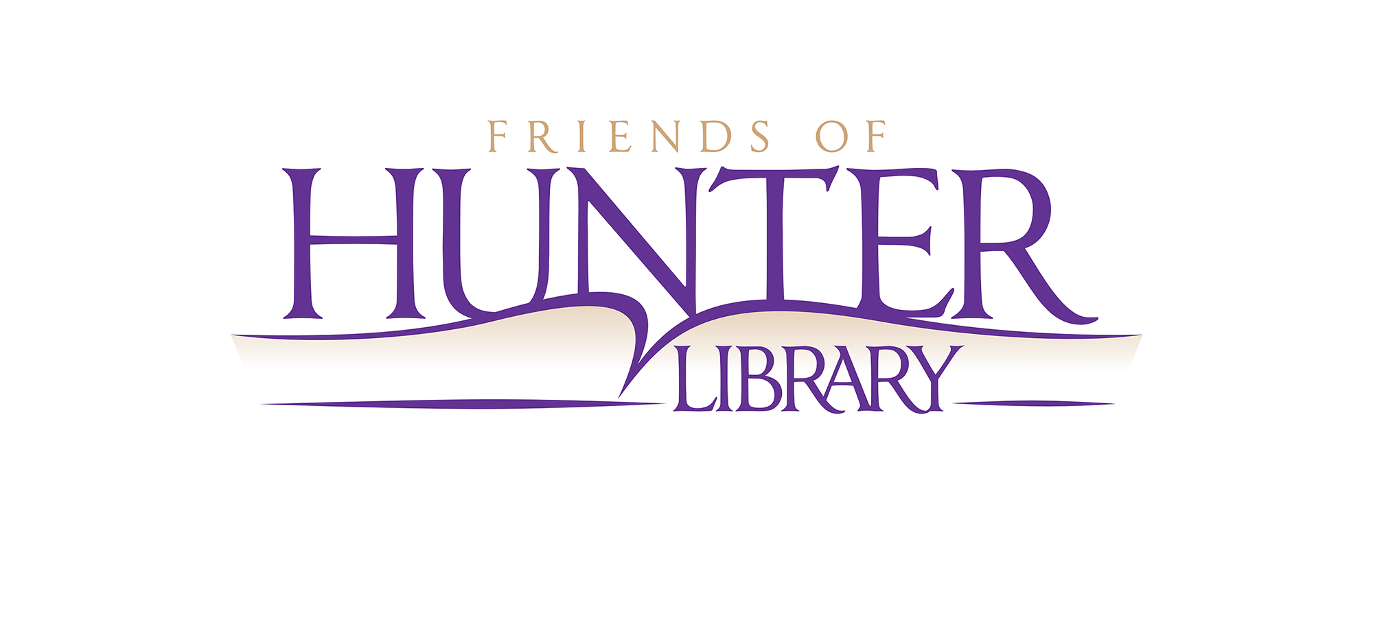 Open book with Hunter Library logo