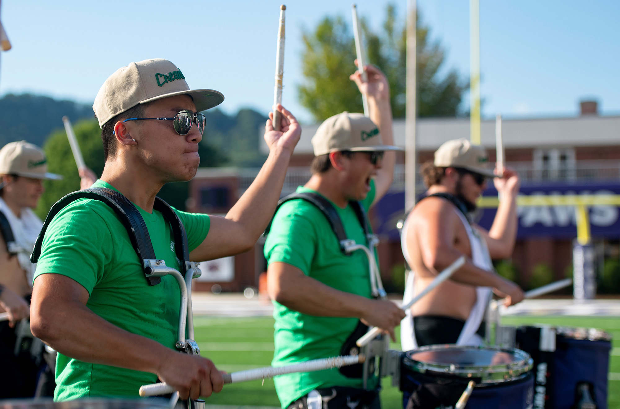 Pride of the Mountains Band playing drums