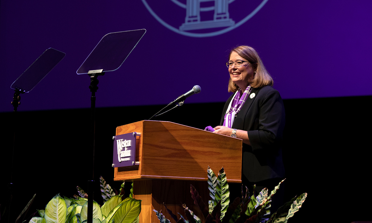 chancellor Kelli Brown opening assembly