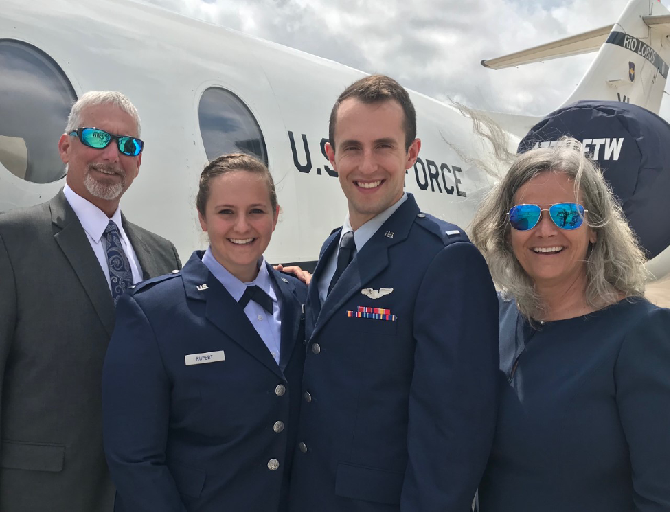 Kelly, Jeff and Kaitlyn + son-in-law Bradford Rupert (also a C-17 pilot) - Note: Kaitlyn and Bradford are both Air Force Academy graduates and 1st Lieutenants stationed in Charleston, SC.