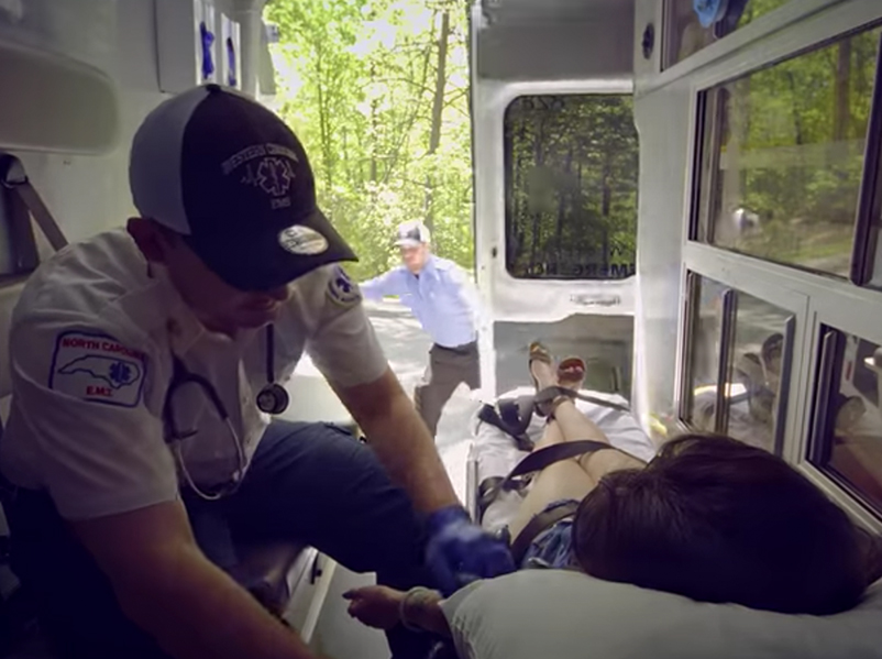emc student in an ambulance