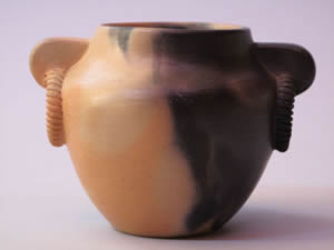 Flame-smoked vase by Maude Welch