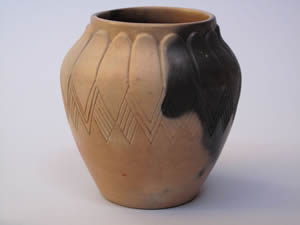 Flame-smoked vase by Maude Welch