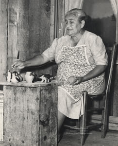 Maude Welch with her pottery