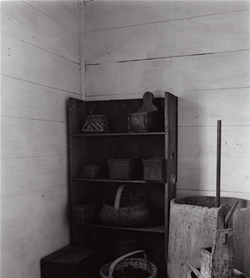 New Echota Home: baskets in a cupboard
