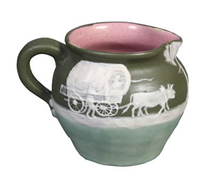 American cameo creamer with horse and wagon scene