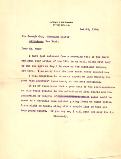 Letter dated October 23, 1926.