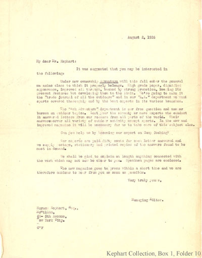 Letter dated August 2, 1926.