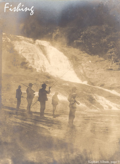 Men fishing below the Falls of the Tuckasegee River.